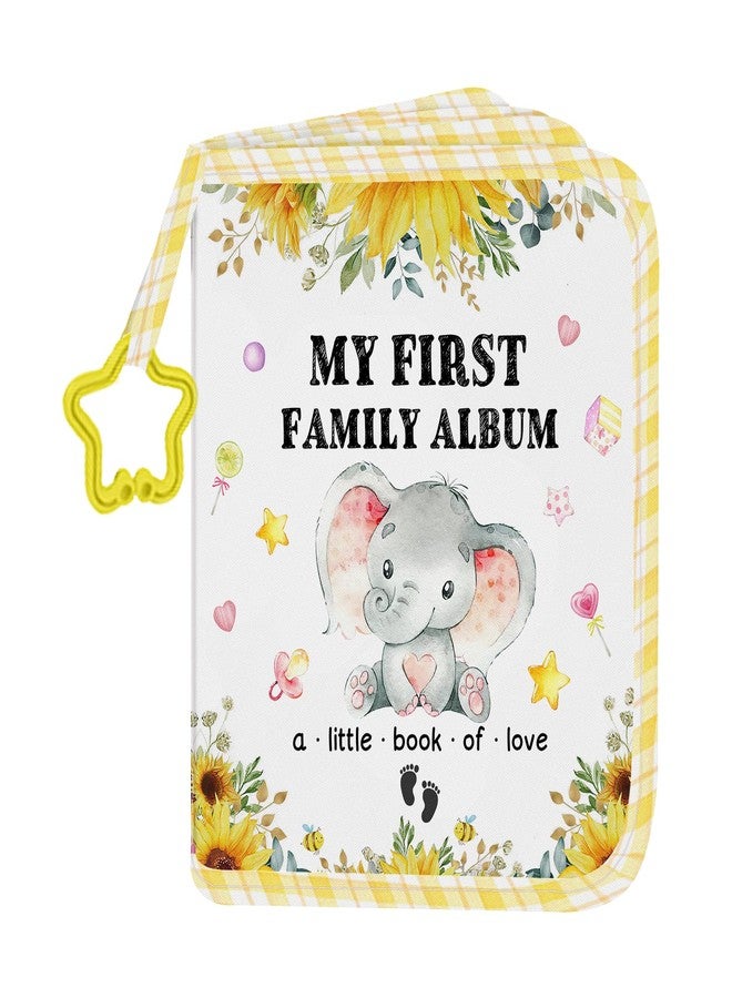 Vorruil My First Family Soft Photo Album, Elephant Cloth Photo Book Memory Keepsake Shower, First Year Gift Pictures Holds for Newborn 5.5x7inches - Image 1